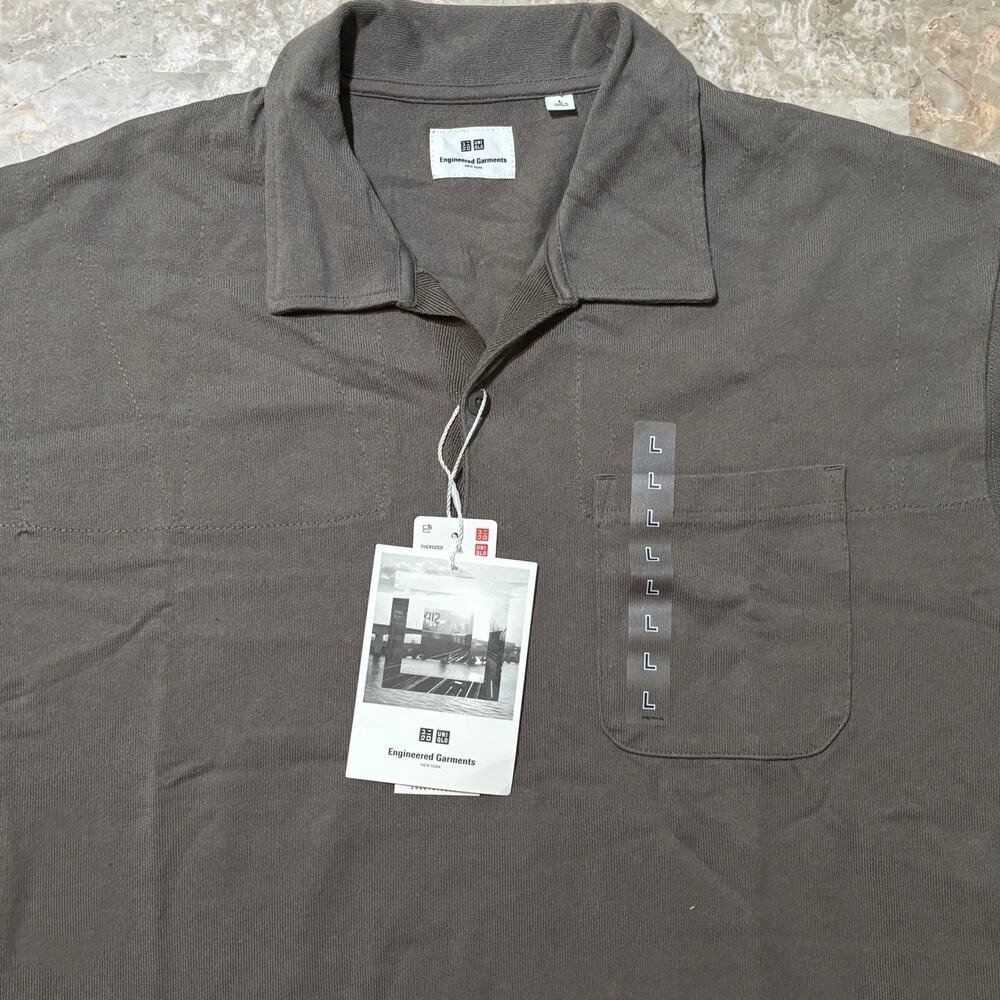 UNIQLO Engineered Garments Polo Shirt Mens Large Green Sport Rugby Shooting NEW